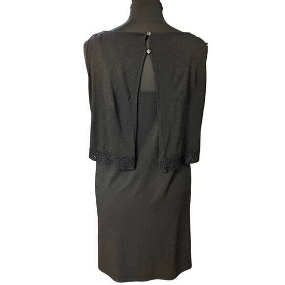 J. Jill Wearever Collection Black Layered Crochet Trim Knee Length Dress Size LP - Picture 3 of 8